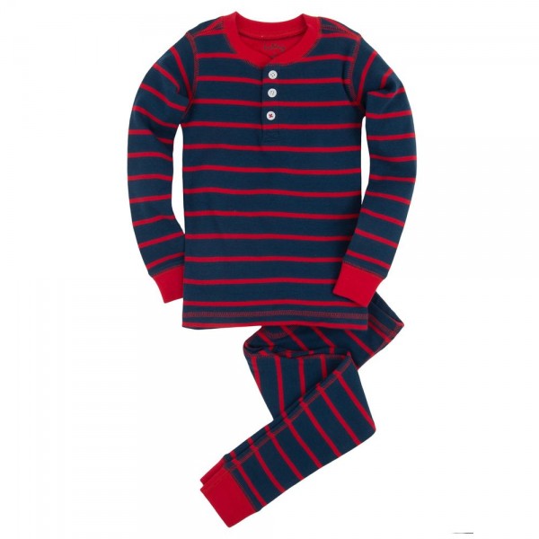 Pijama dos piezas rayas azul y rojo